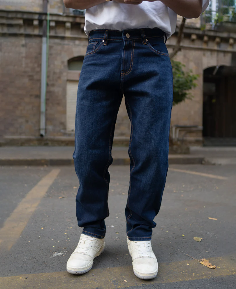 Indigo Regular Fit Denim Jeans 100% Cotton - Image 3