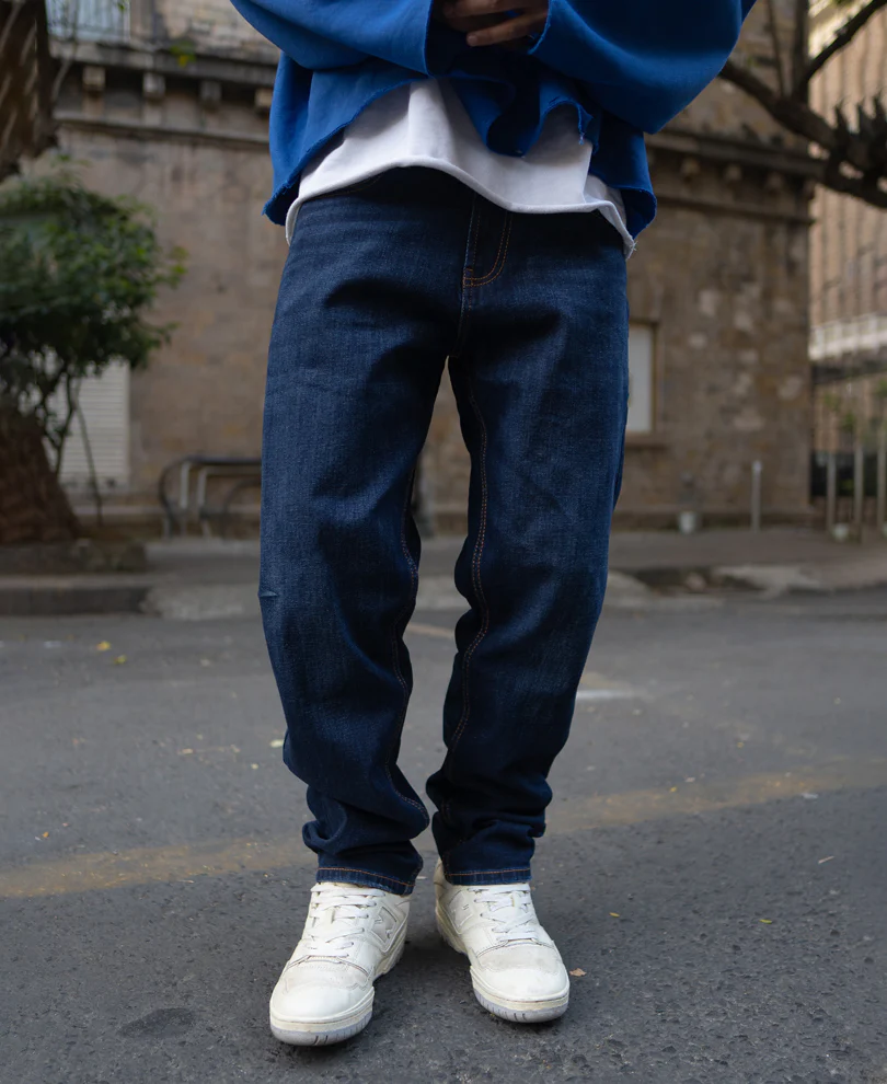 Indigo Regular Fit Denim Jeans 100% Cotton - Image 4
