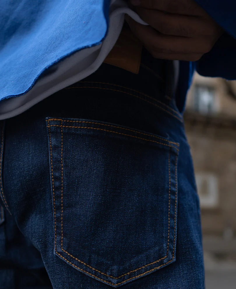 Indigo Regular Fit Denim Jeans 100% Cotton - Image 5