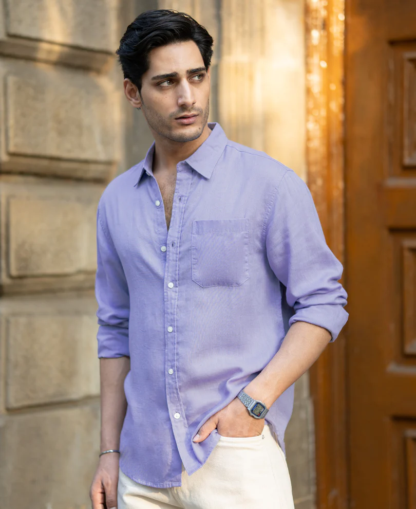 Lavender Linen Blend Shirt - Image 2