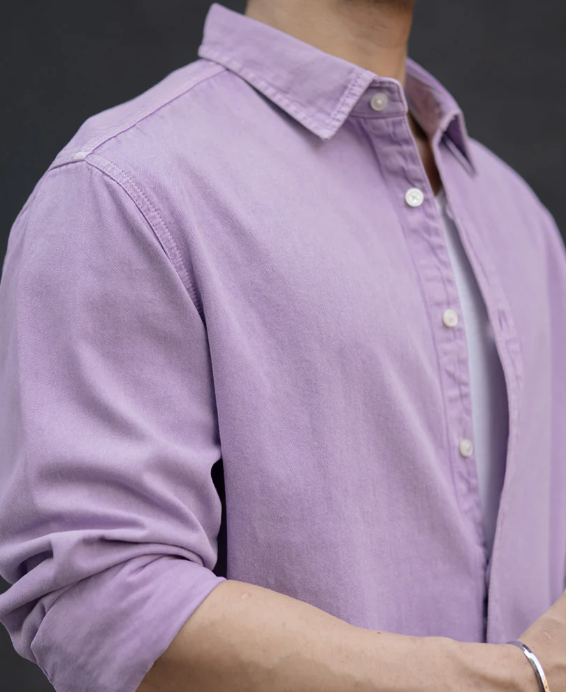 Lavender Overdyed Structured Shirt 100% Cotton - Image 4