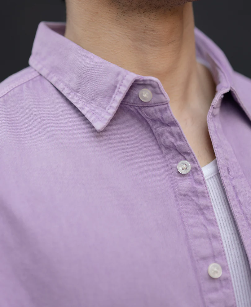 Lavender Overdyed Structured Shirt 100% Cotton - Image 5