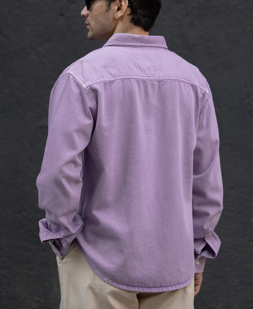 Lavender Overdyed Structured Shirt 100% Cotton - Image 6