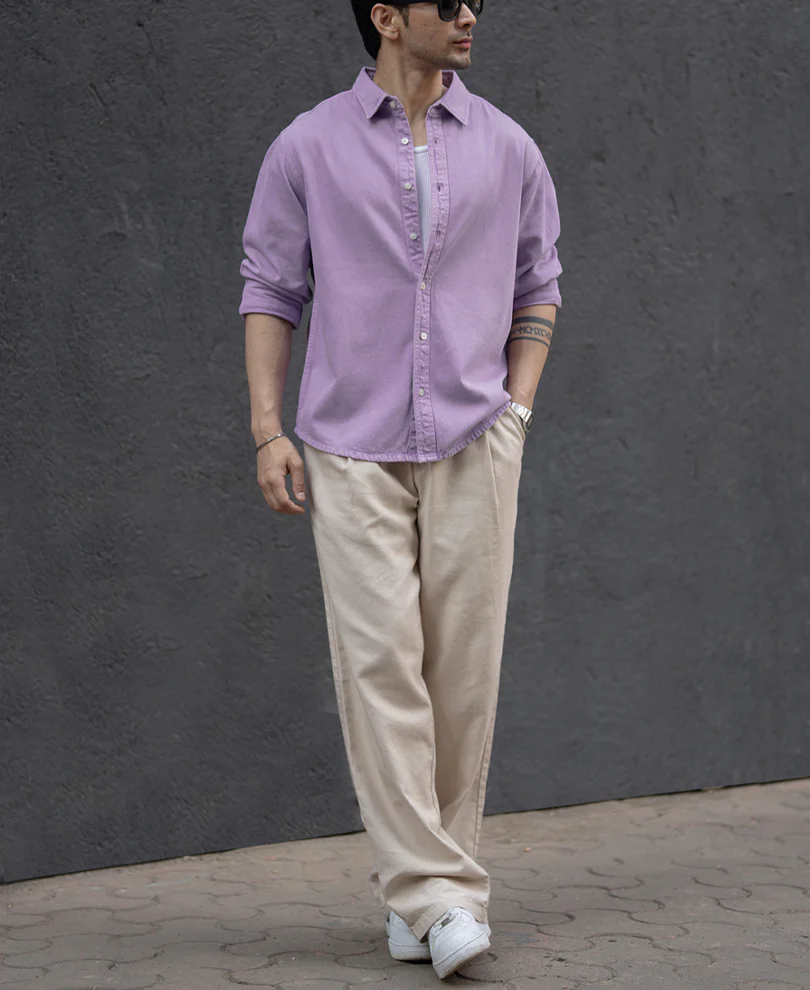 Lavender Overdyed Structured Shirt 100% Cotton - Image 7