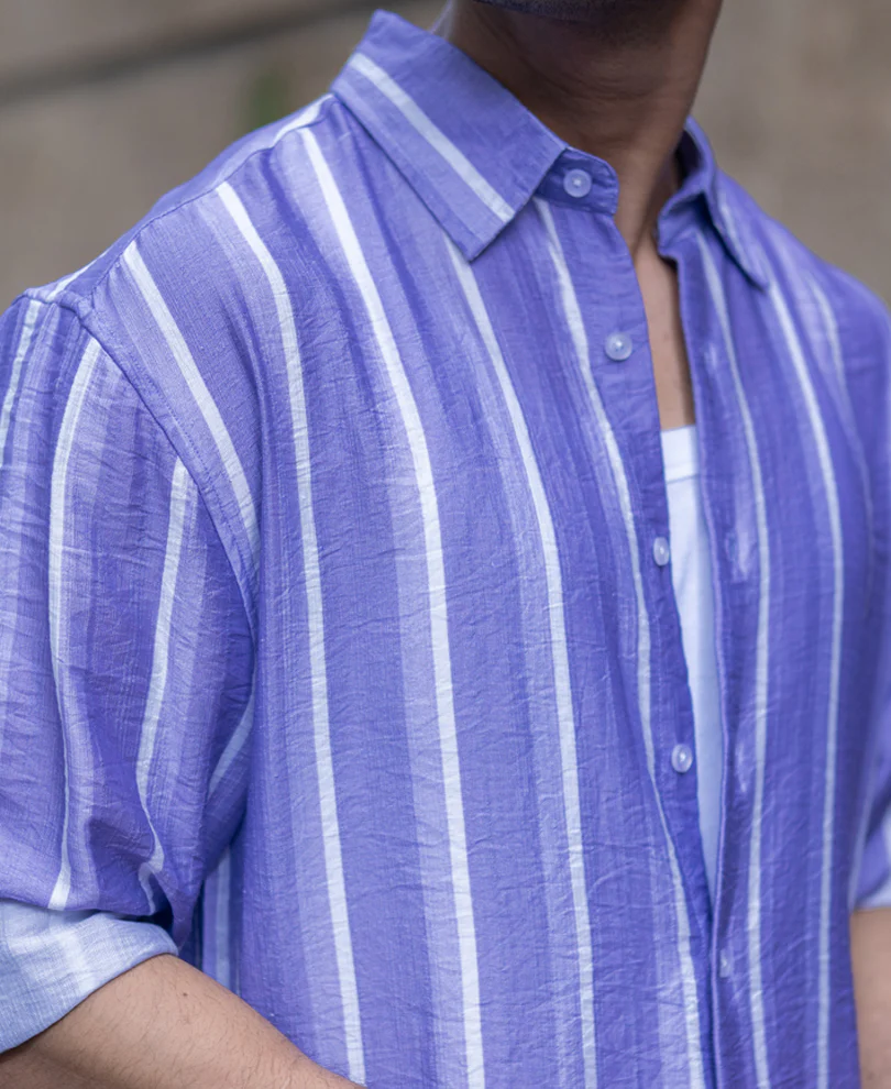 Lavender Stripe Print Shirt - Image 4