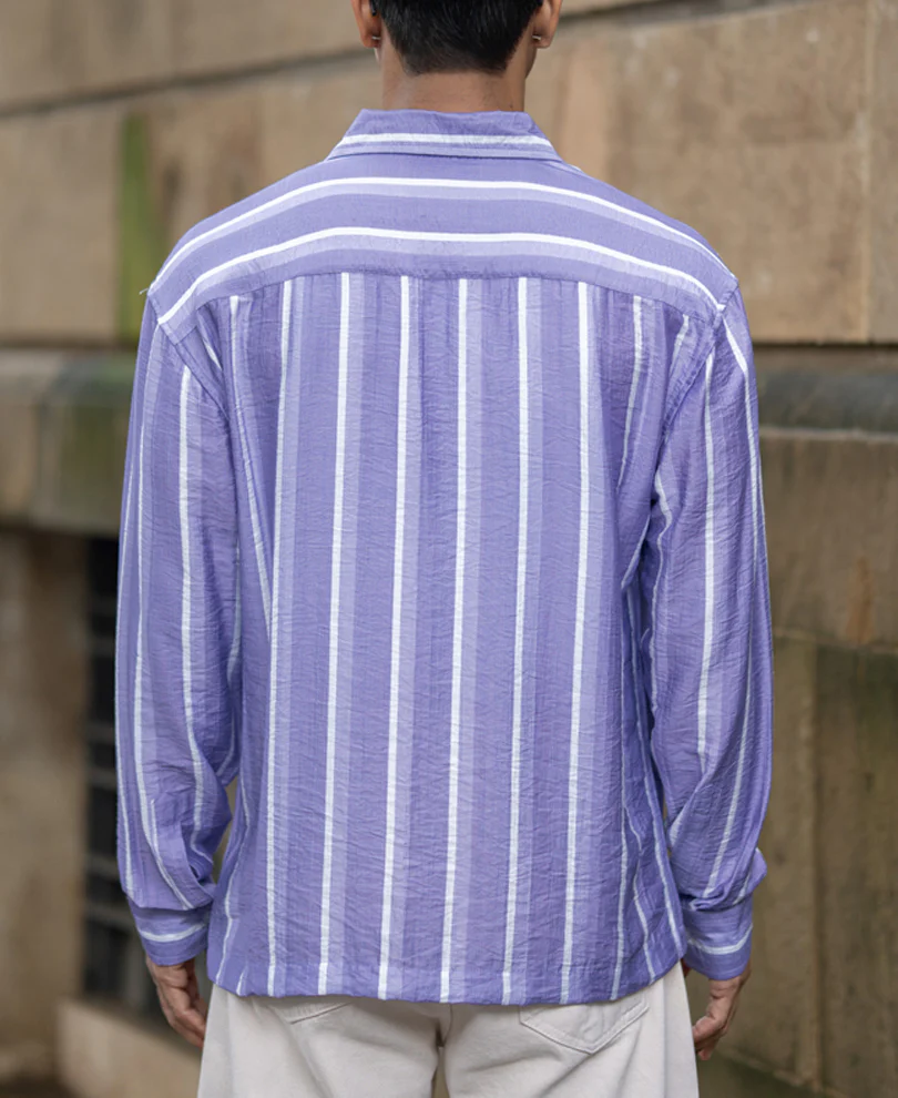 Lavender Stripe Print Shirt - Image 5