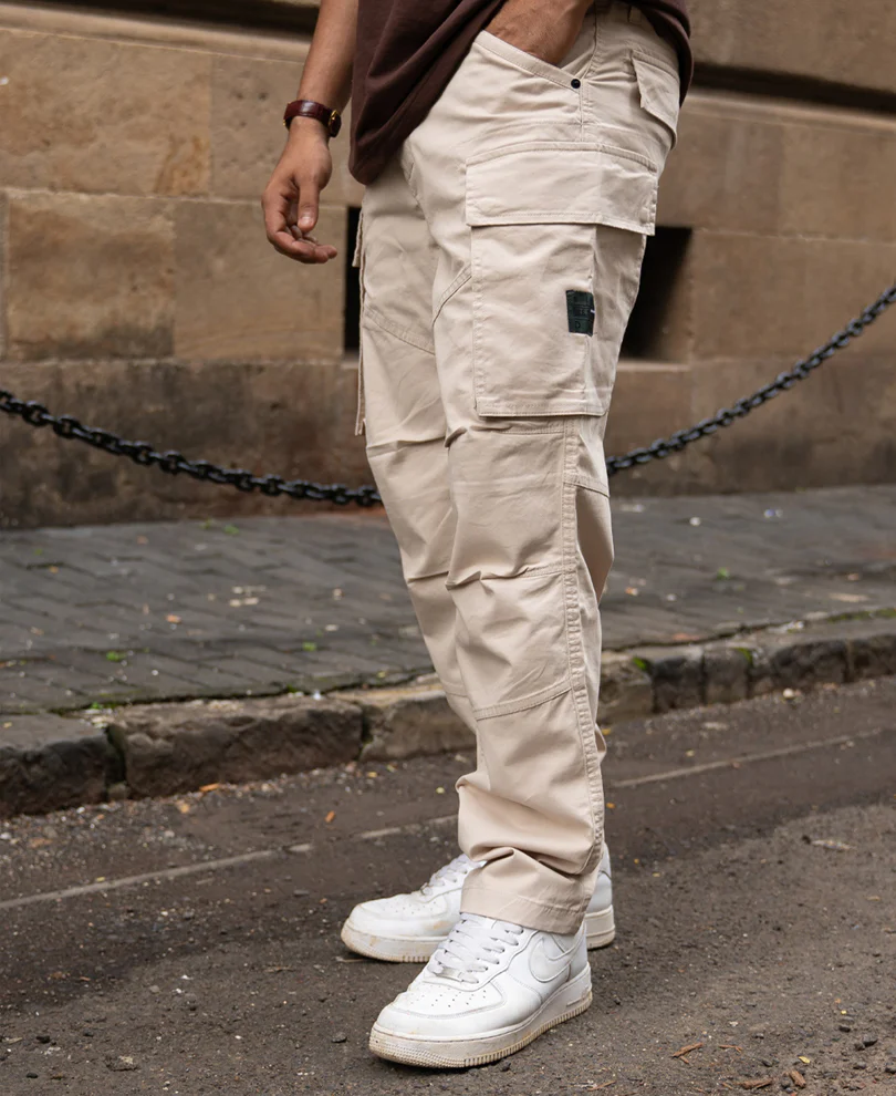 Light Beige Cotton Cargo Trouser - Image 2