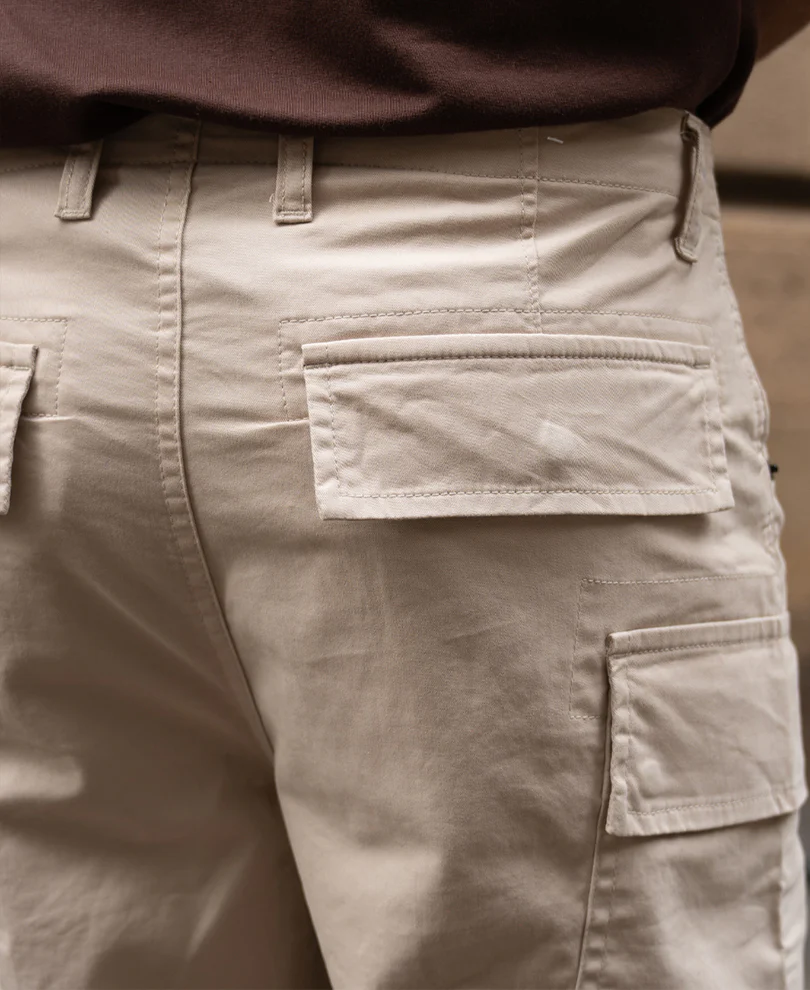 Light Beige Cotton Cargo Trouser - Image 6