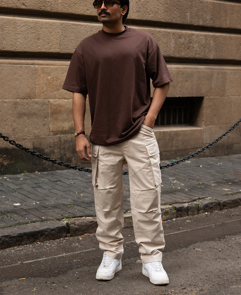 Light Beige Cotton Cargo Trouser - Image 7