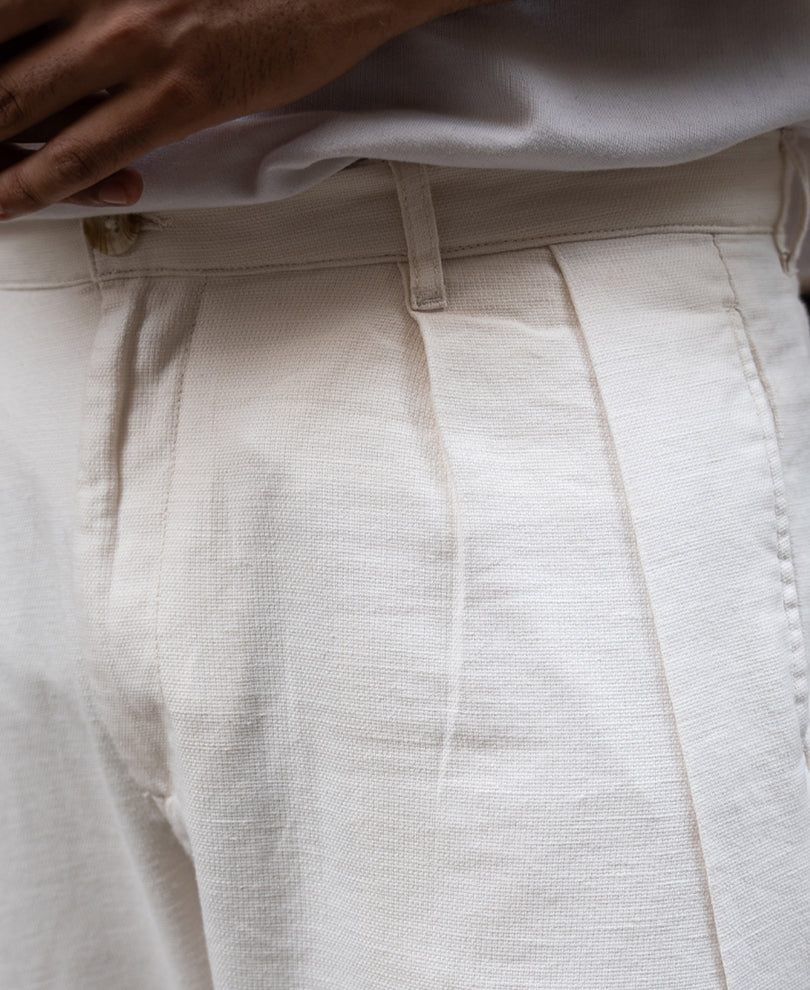 Light Beige Pleated Linen Pant - Image 5