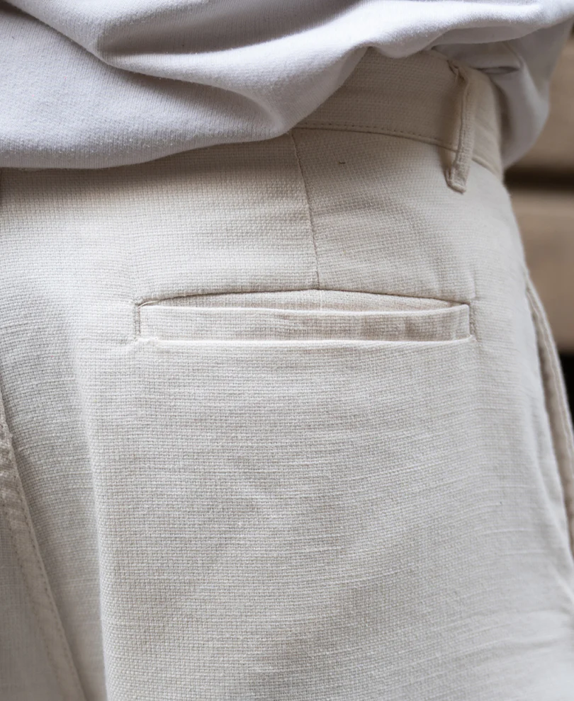 Light Beige Pleated Linen Pant - Image 7