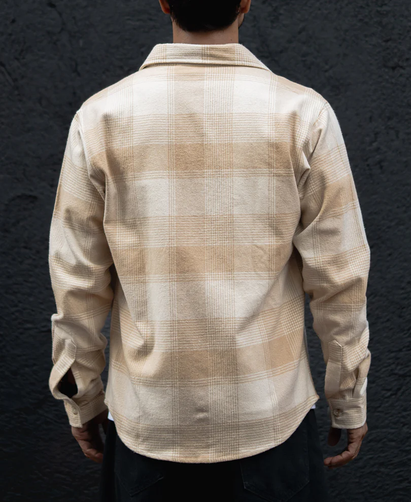 Light Beige Structured Regular Fit Full Sleeves Shirt - Image 4