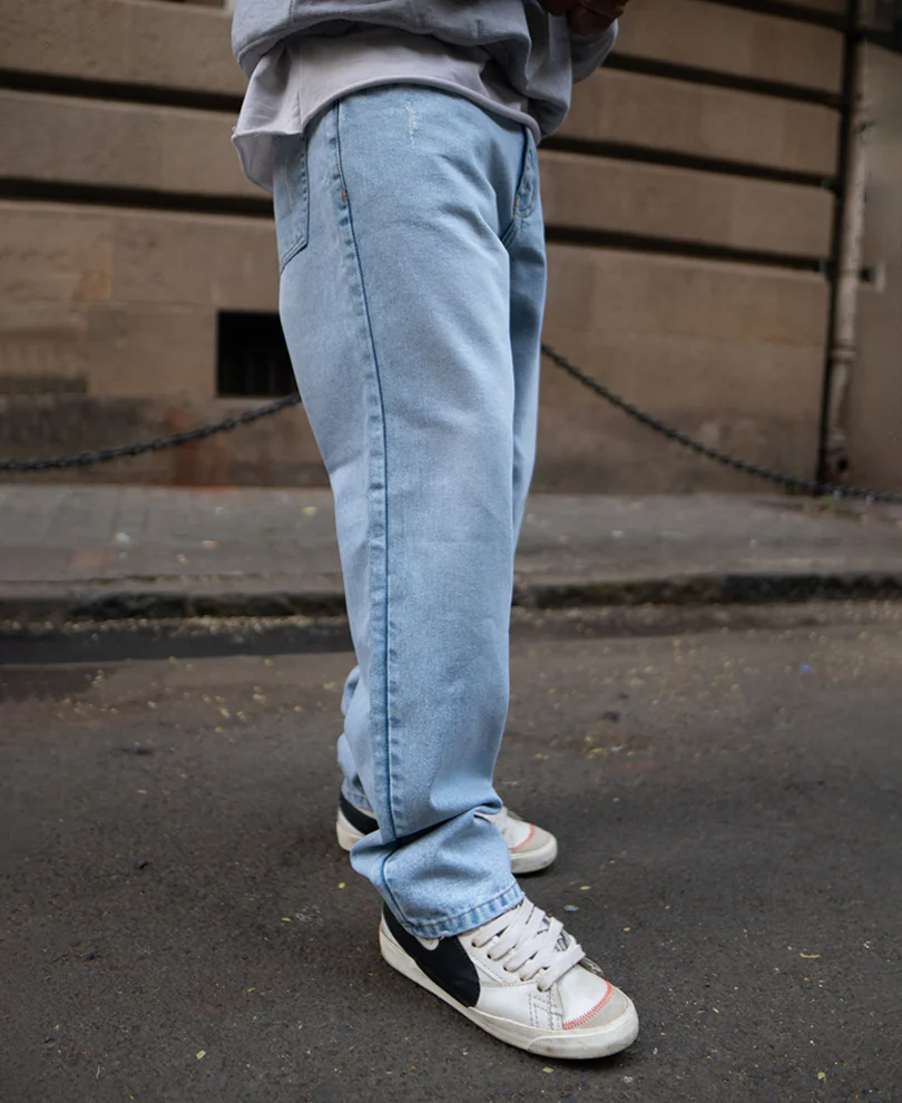 Light Blue Distress Jeans 100% Cotton - Image 3