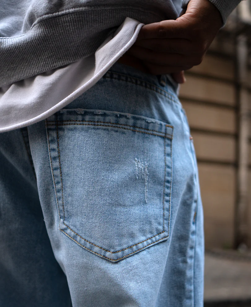 Light Blue Distress Jeans 100% Cotton - Image 5