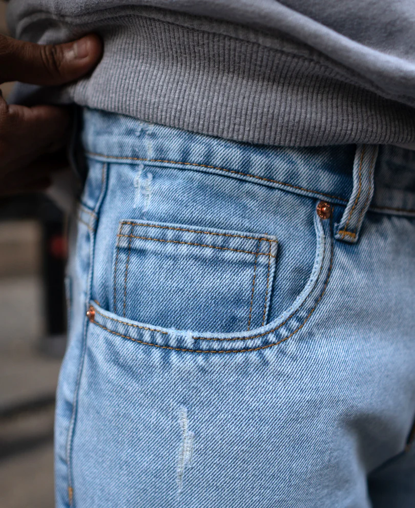 Light Blue Distress Jeans 100% Cotton - Image 6