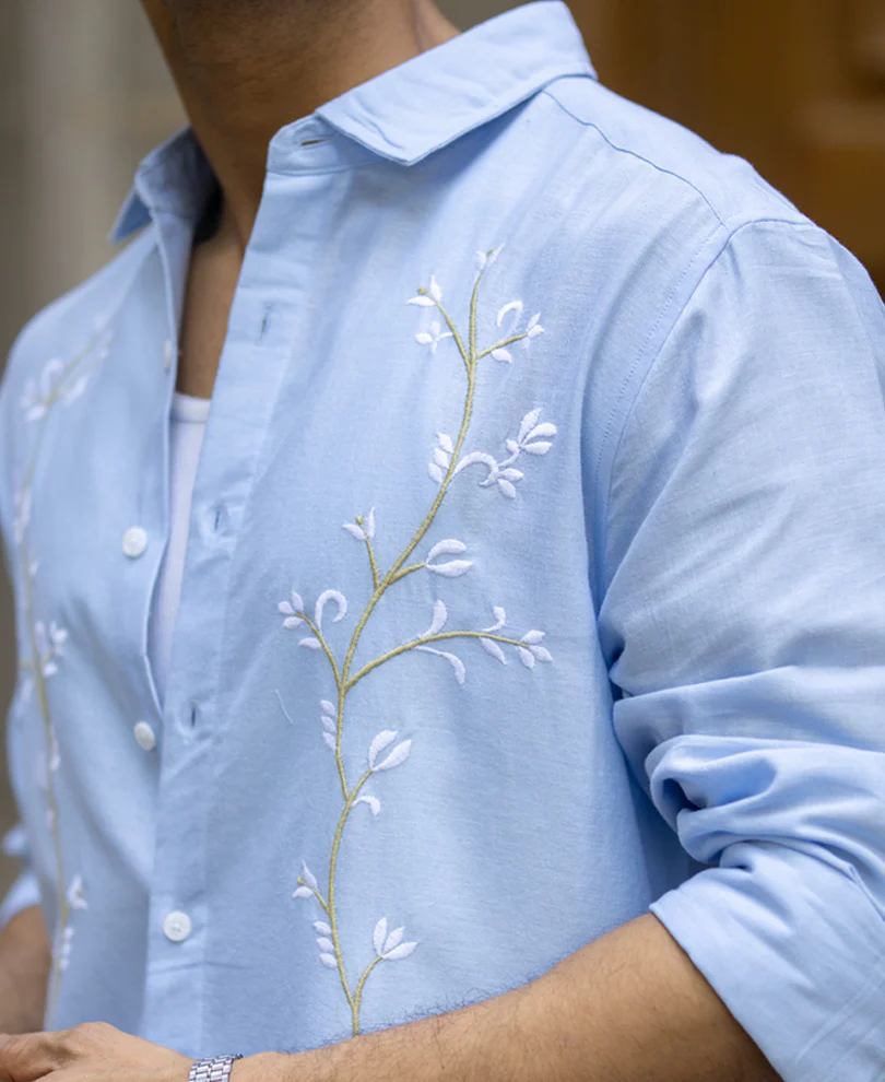 Light Blue Embroidered Shirt - Image 4