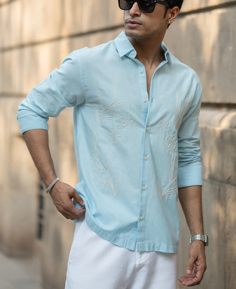 Light Blue Embroidered Shirt - Image 2