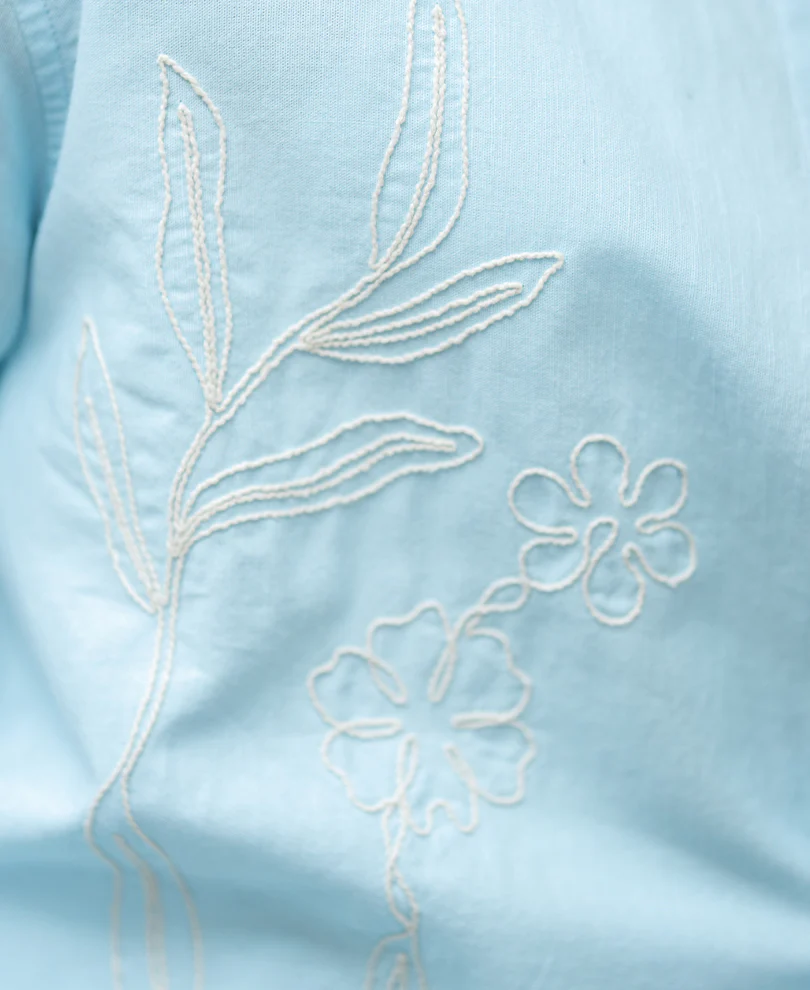 Light Blue Embroidered Shirt - Image 3