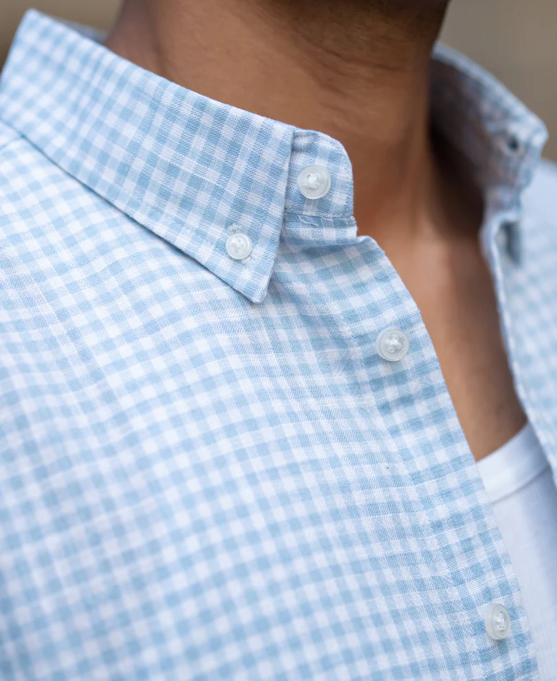 Light Blue Micro Checks Shirt - Image 3