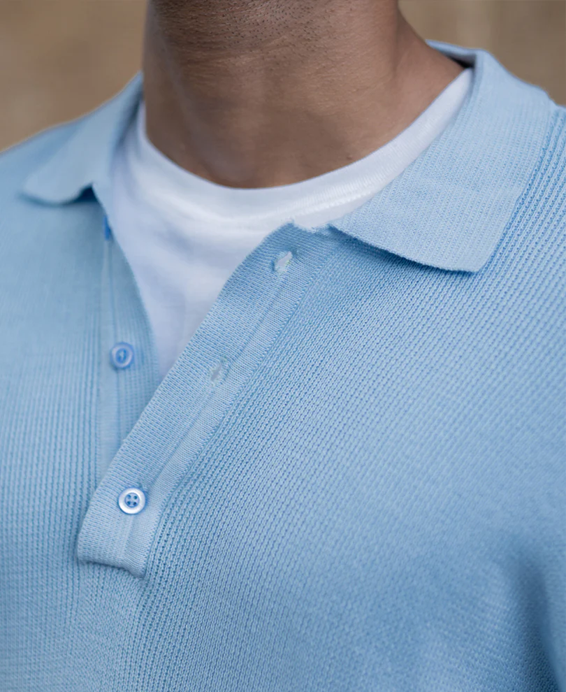 Light Blue Ombre Knit T-Shirt 100% Cotton - Image 5