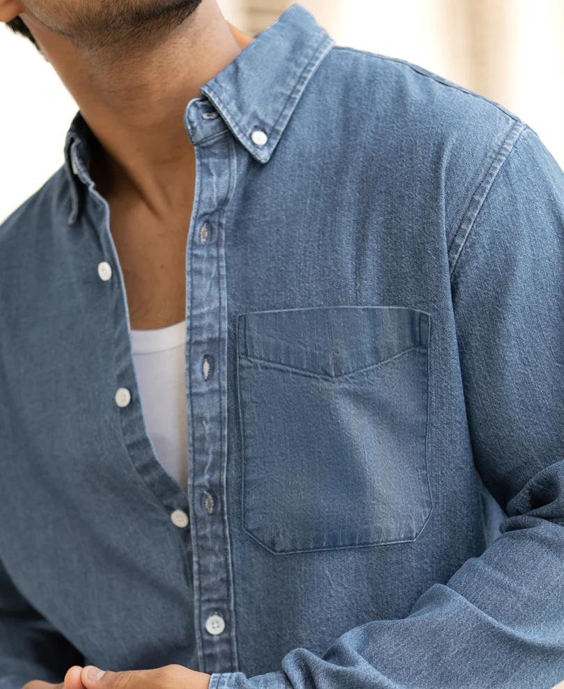 Light Blue Denim Shirt 100% Cotton - Image 2