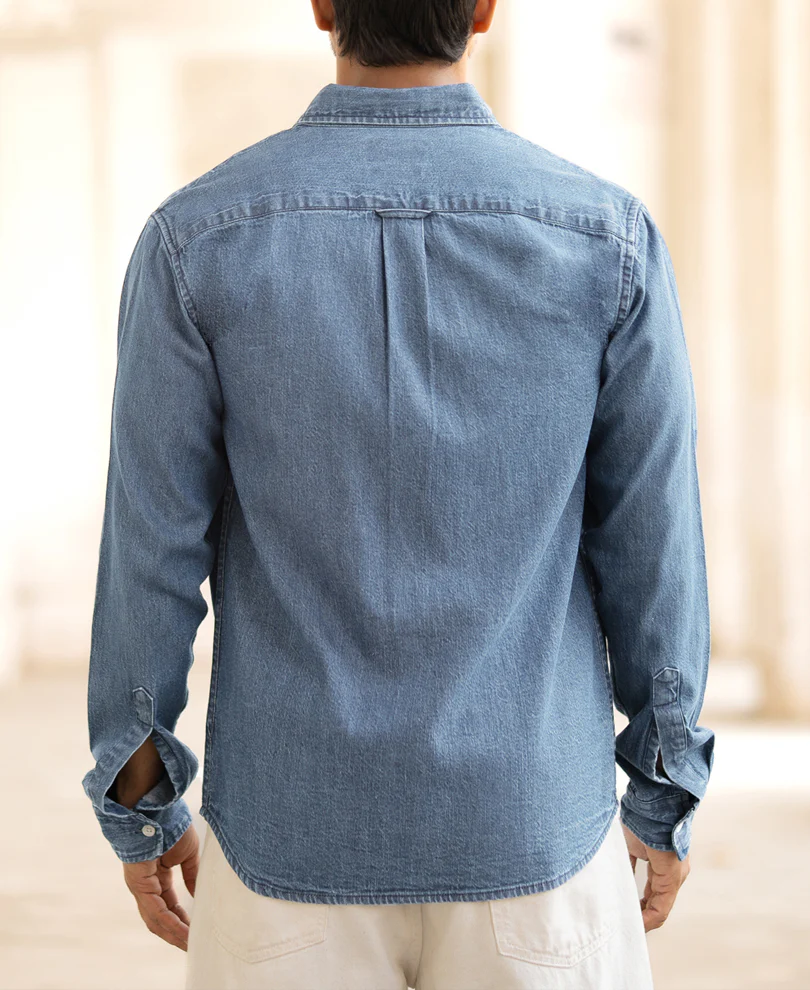 Light Blue Denim Shirt 100% Cotton - Image 3