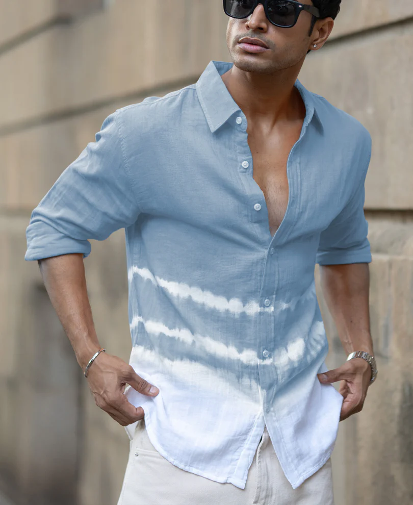 Light Blue Tie-Dye Shirt 100% Cotton - Image 2