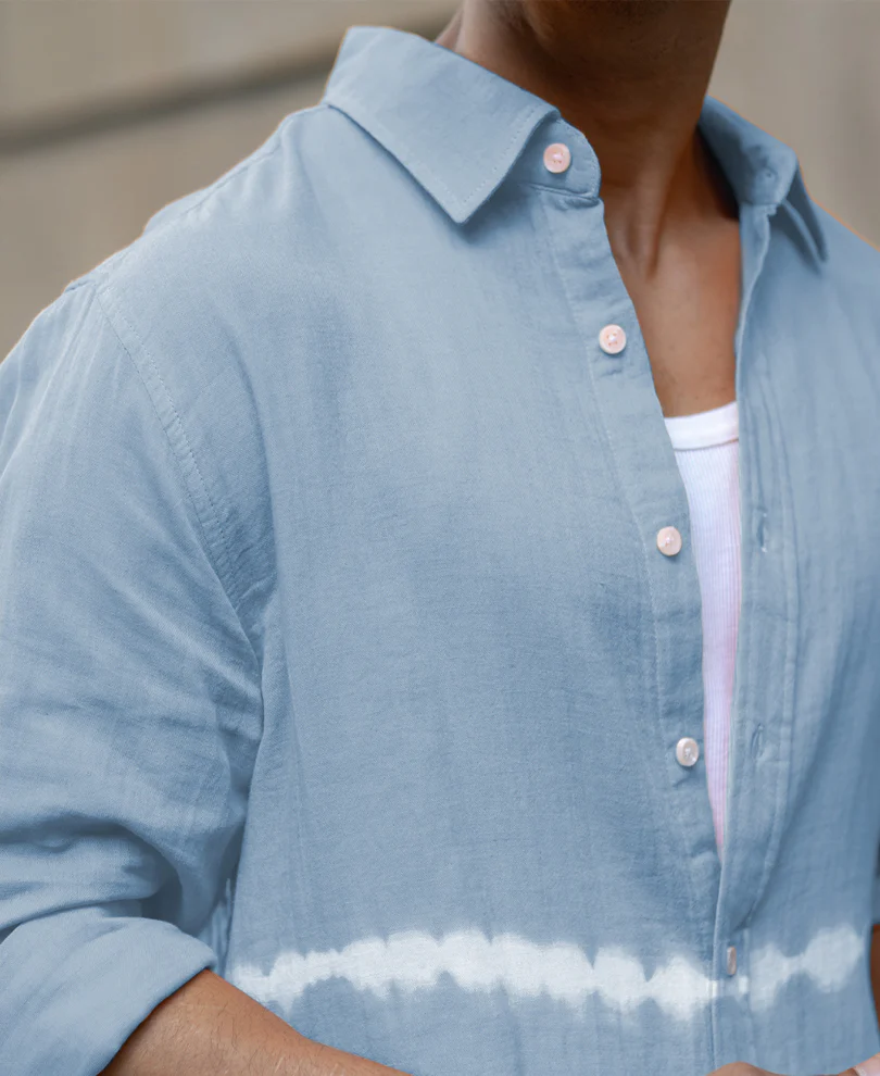 Light Blue Tie-Dye Shirt 100% Cotton - Image 4