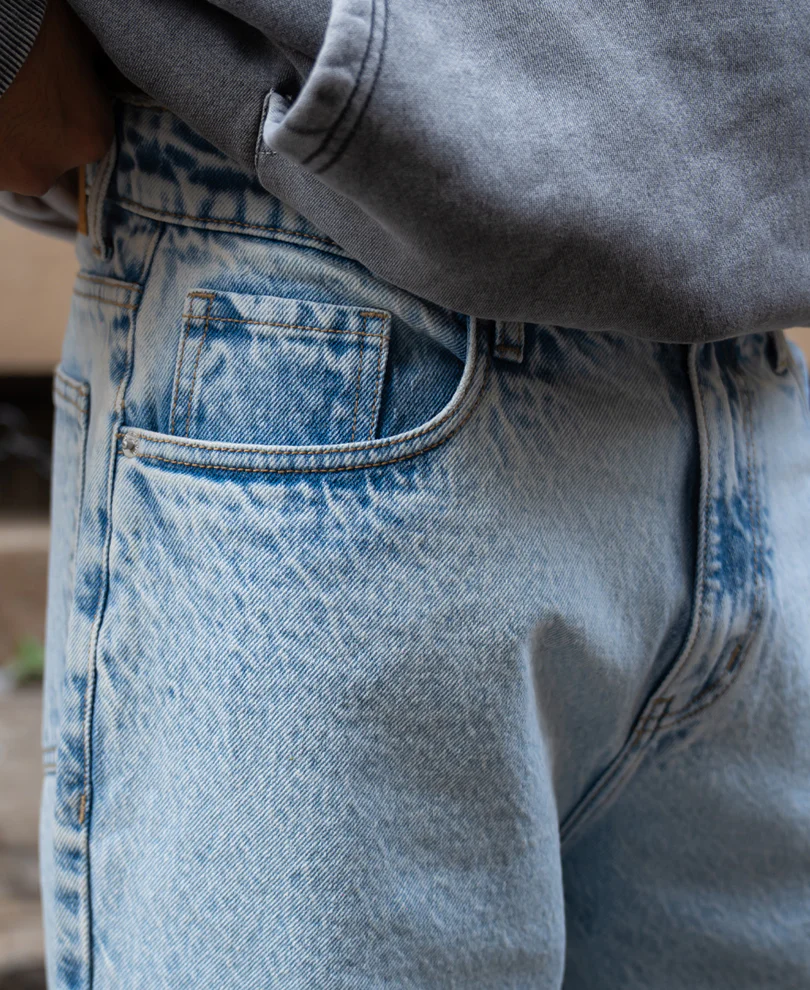 Light Blue Washed Baggy Jeans 100% Cotton - Image 4