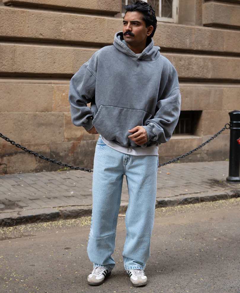 Light Blue Washed Baggy Jeans 100% Cotton - Image 6