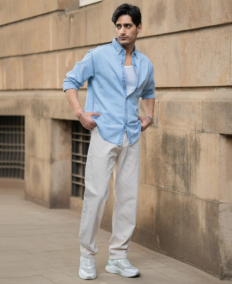 Light Blue Washed Button Down Shirt 100% Cotton - Image 6