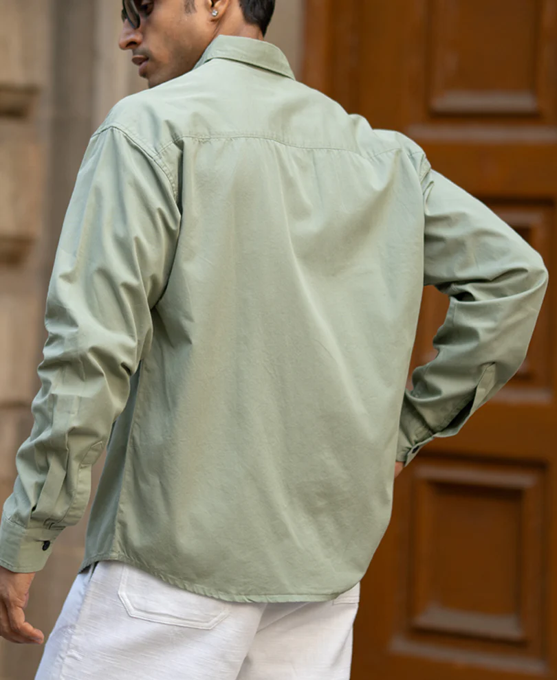 Light Green Double Pocket Lightweight Shirt 100% Cotton - Image 5