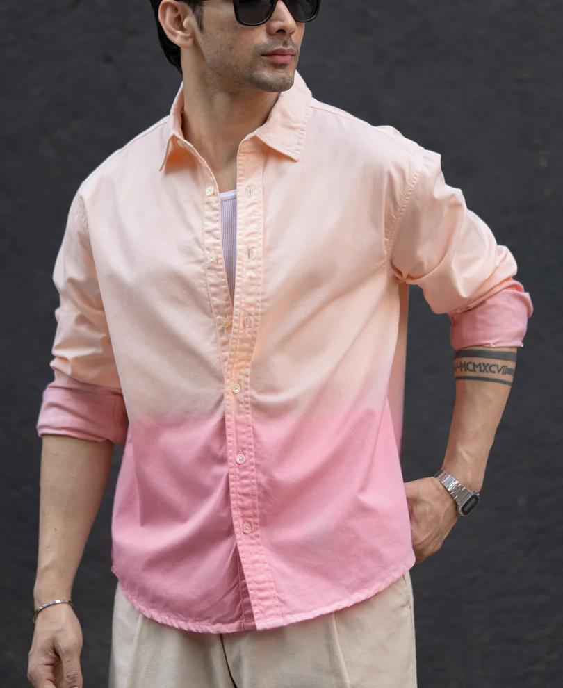 Light Peach Ombre Shirt 100% Cotton - Image 3