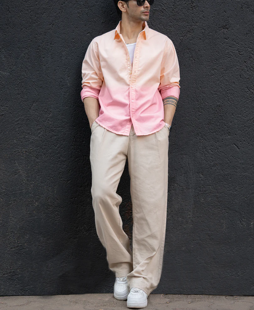 Light Peach Ombre Shirt 100% Cotton - Image 7