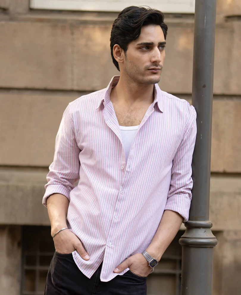 Light Pink Oxford Stripe Shirt 100% Cotton - Image 2