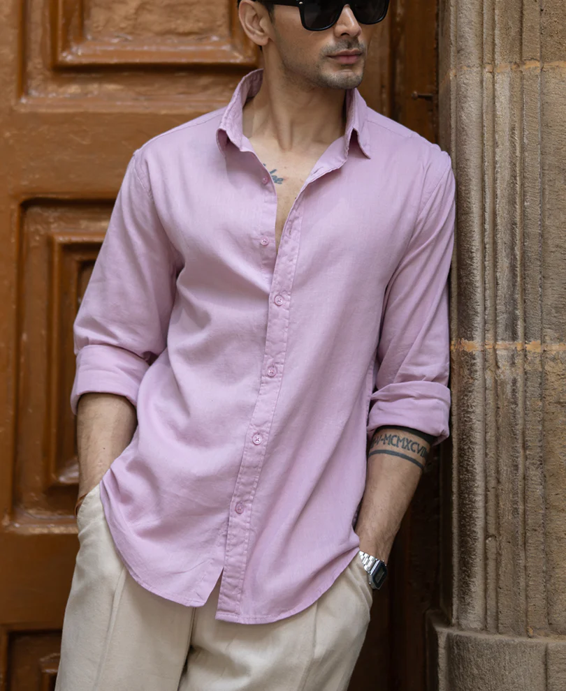 Light Pink Linen Blend Shirt - Image 2