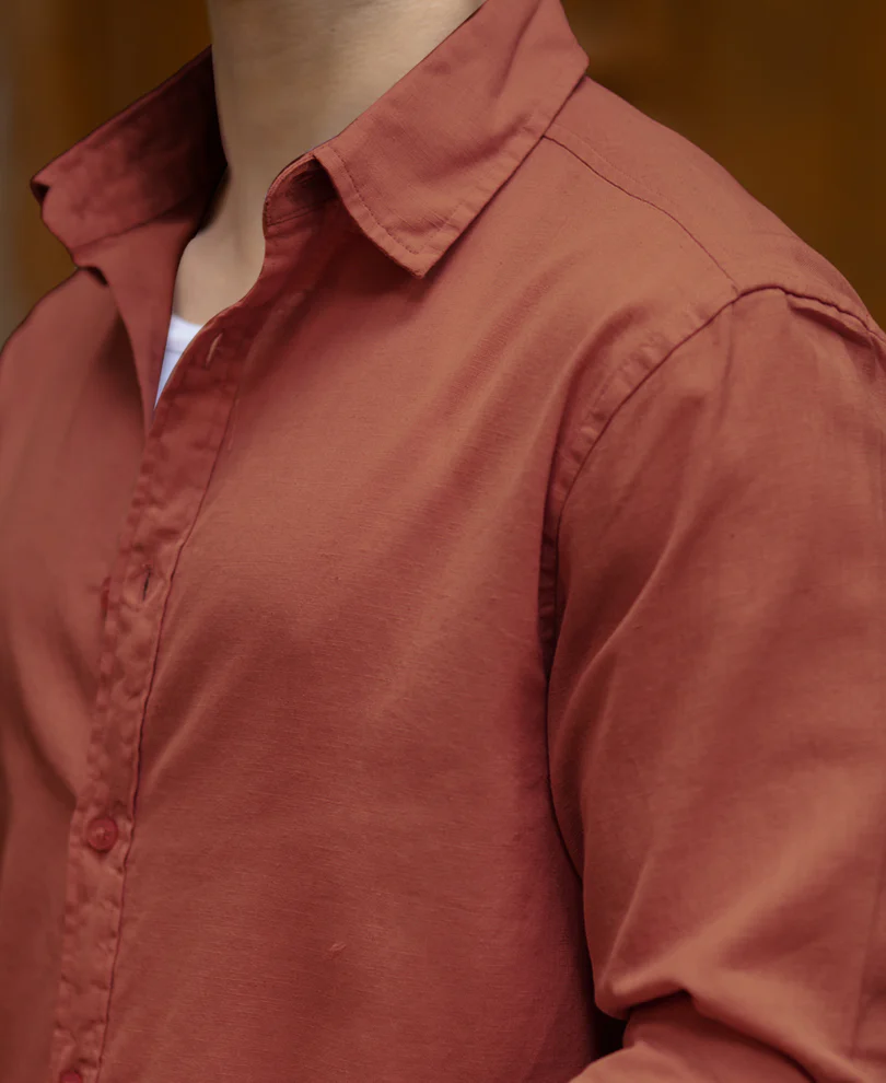 Light Wine Linen Blend Shirt - Image 4