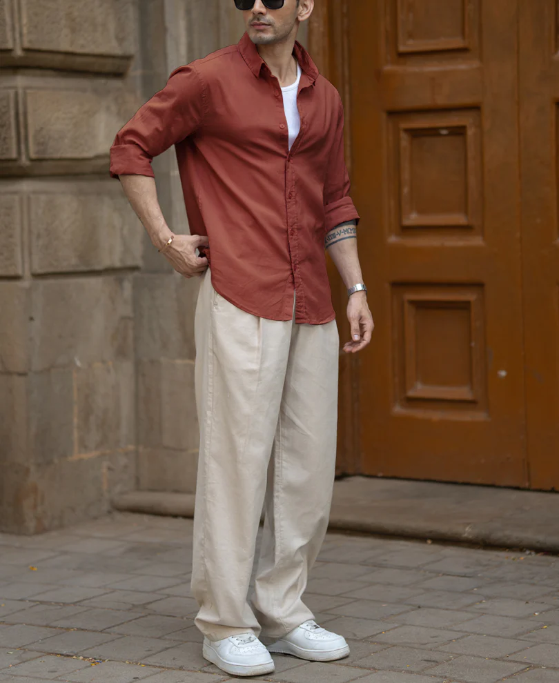 Light Wine Linen Blend Shirt - Image 5