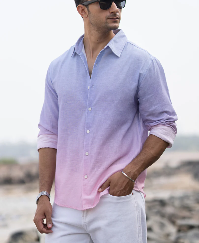 Lilac Ombre Print Shirt 100% Cotton - Image 2