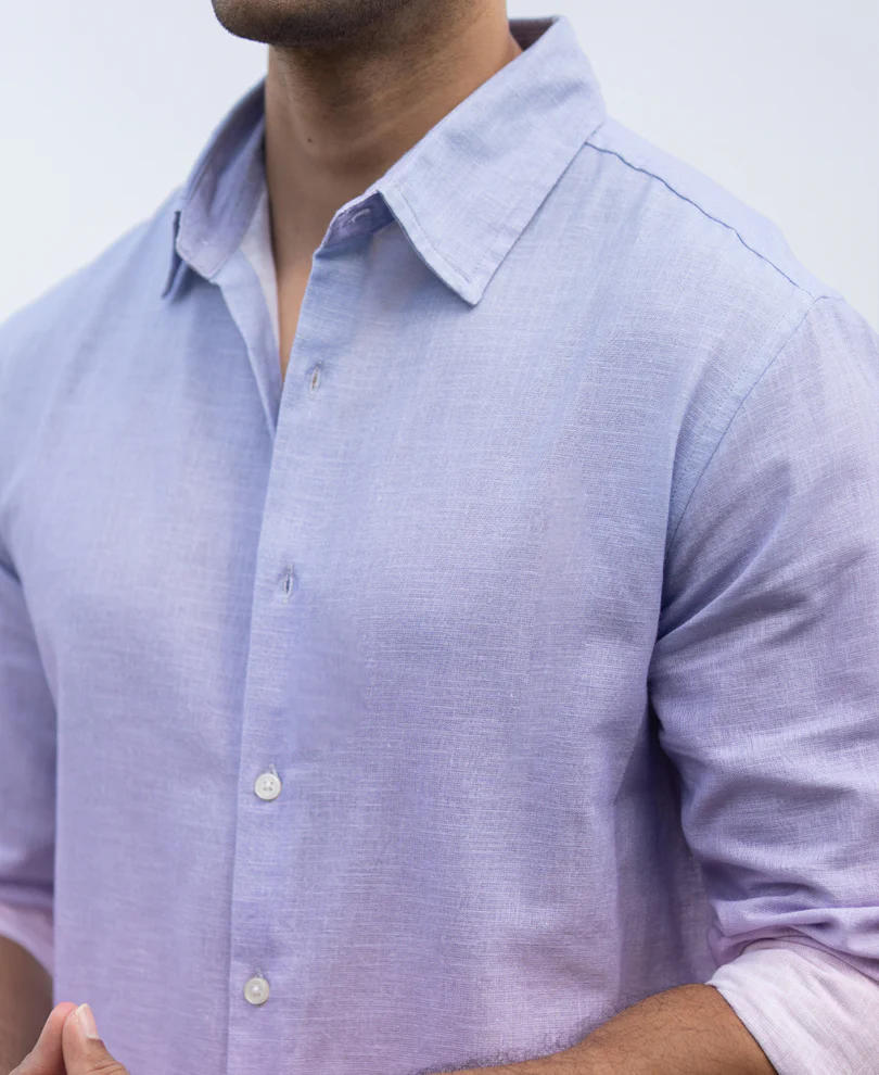 Lilac Ombre Print Shirt 100% Cotton - Image 4