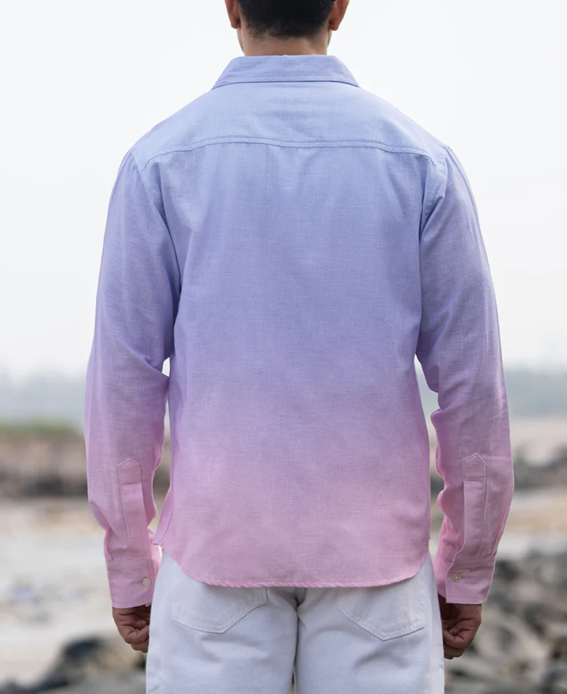 Lilac Ombre Print Shirt 100% Cotton - Image 5
