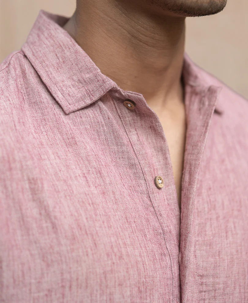 Maroon Slub Kurta Shirt - Image 3