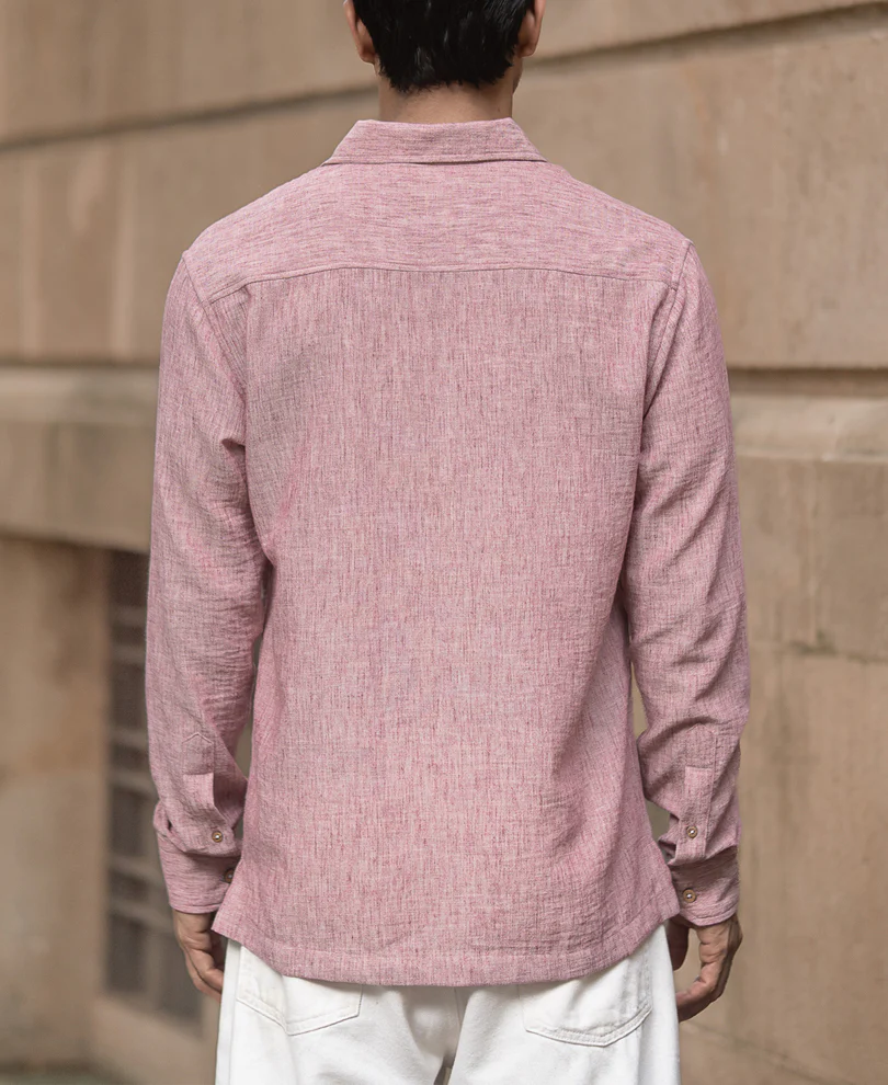 Maroon Slub Kurta Shirt - Image 5