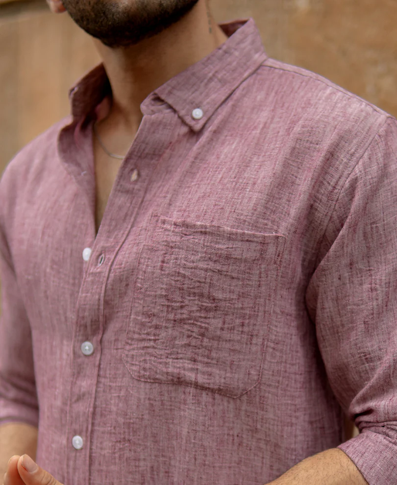 Mauve Slub Textured Shirt - Image 3