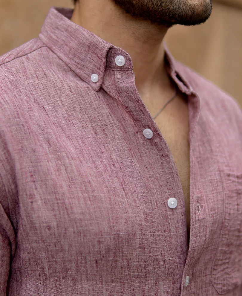 Mauve Slub Textured Shirt - Image 4