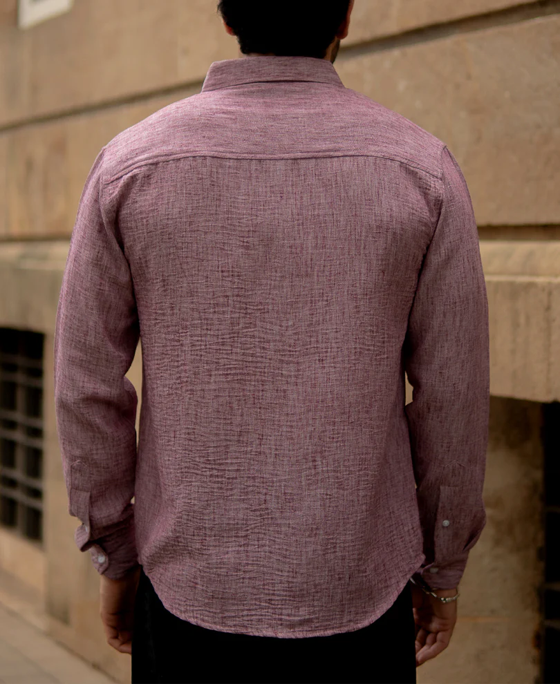 Mauve Slub Textured Shirt - Image 6