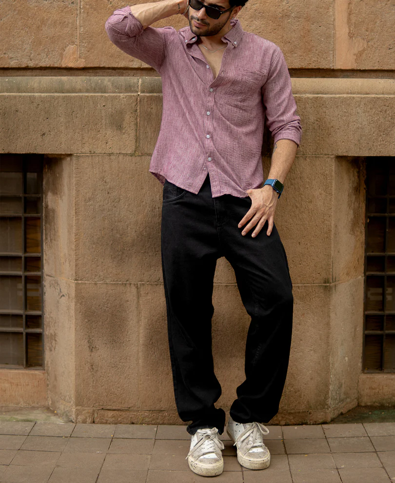 Mauve Slub Textured Shirt - Image 7
