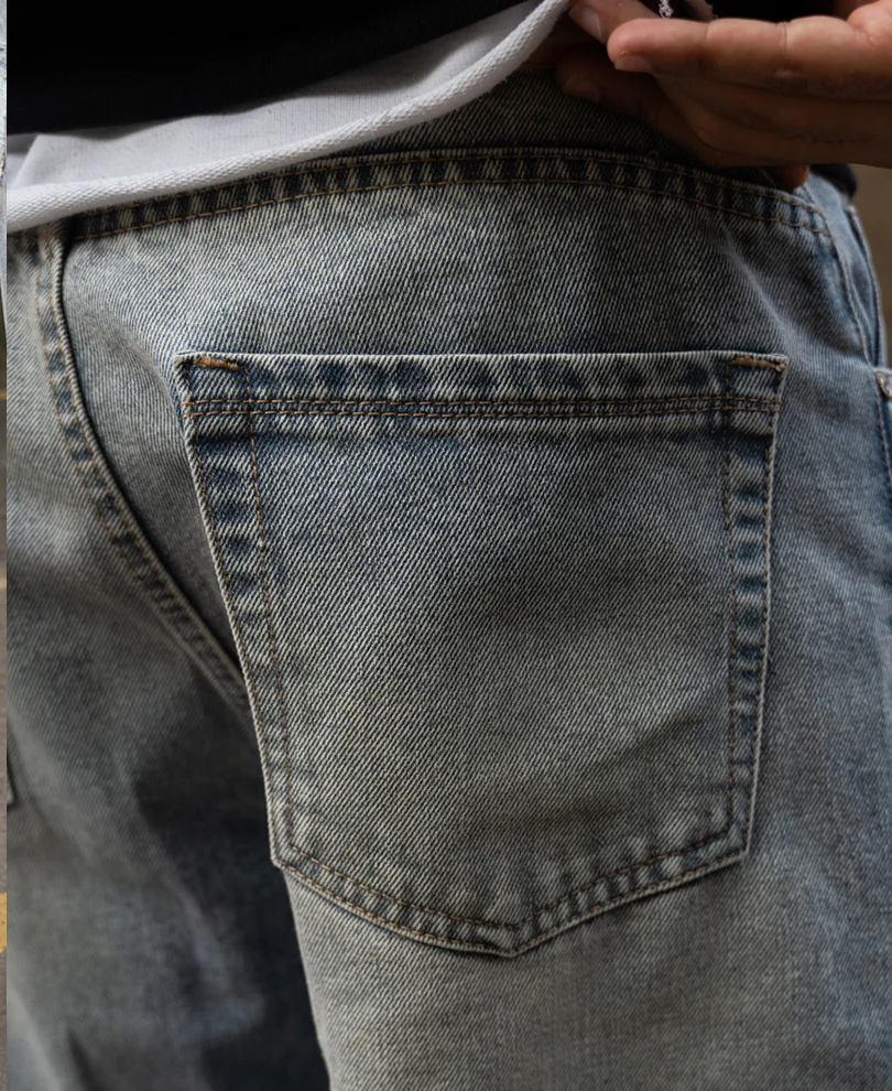 Mid Blue Baggy Distressed Jeans 100% Cotton - Image 5