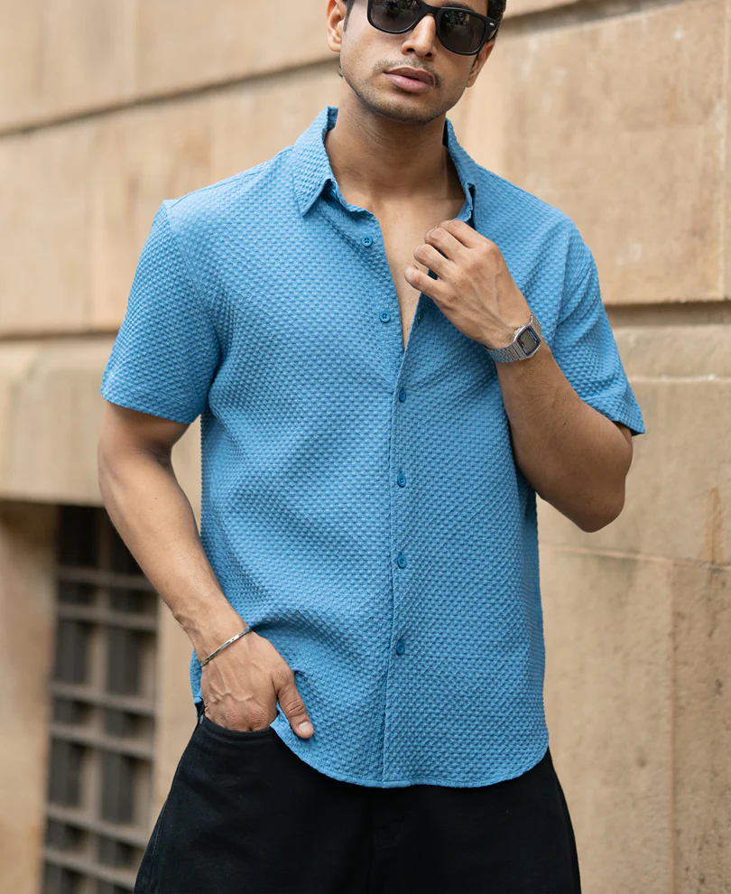 Mid Blue Structured Shirt - Image 2