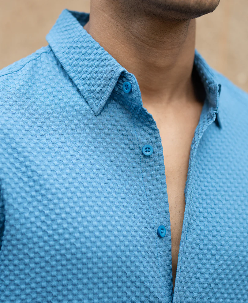 Mid Blue Structured Shirt - Image 3